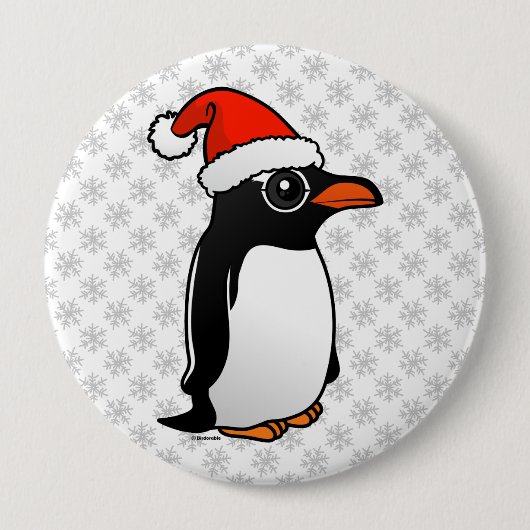 Gentoo Penguin Santa Ronde Button 4,0 Cm (Voorkant)