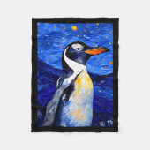 Gentoo Penguin Starry Night Painting Men Women Kid Fleece Deken (Voorkant)