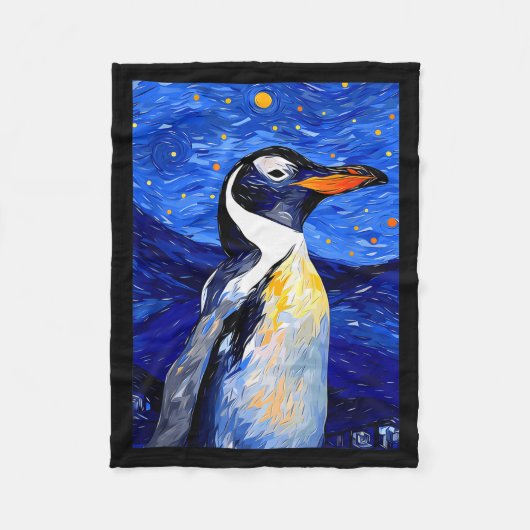 Gentoo Penguin Starry Night Painting Men Women Kid Fleece Deken (Voorkant)