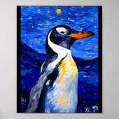 Gentoo Penguin Starry Night Painting Men Women Kid Poster (Voorkant)