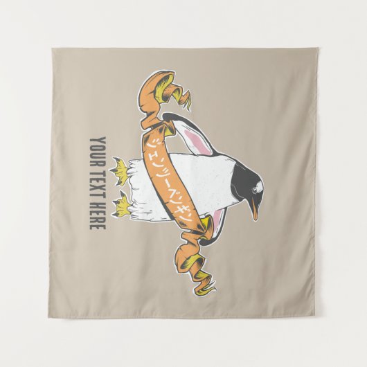 Gentoo pinguïn Japans schrijven Kanji Wandkleed (Voorkant (horizontaal))