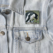 Gentoo Pinguïn, (Pygoscelis papua), Falkland Vierkante Button 5,1 Cm (In situ)