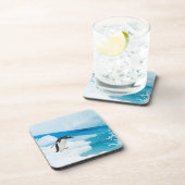 Gentoo-pinguïn, Pygoscelis Papua, springt eraf Bier Onderzetter (Rechterzijde)