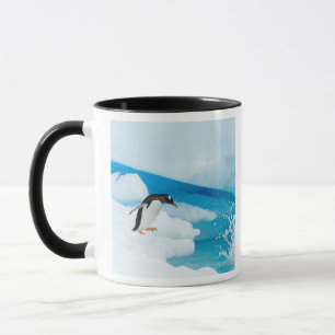 gentoo-pinguïn, Pygoscelis Papua, springt eraf Mok