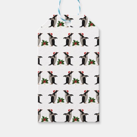 Gentoos en Holly Gift Kaarten (kies kleur) Cadeaulabel (Voorkant)