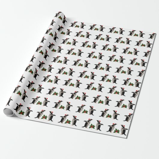 Gentoos- en Holly-kerstpapier Cadeaupapier (Uitgerold)