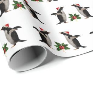 Gentoos- en Holly-kerstpapier Cadeaupapier