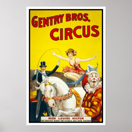 Gentry Bros. Circus, 1920. Oude reclame Poster (Voorkant)
