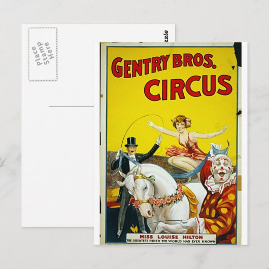 Gentry Bros. Circus Briefkaart (Voorkant / Achterkant)