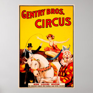 GENTRY BROS CIRCUS Horse Rider Performance Poster