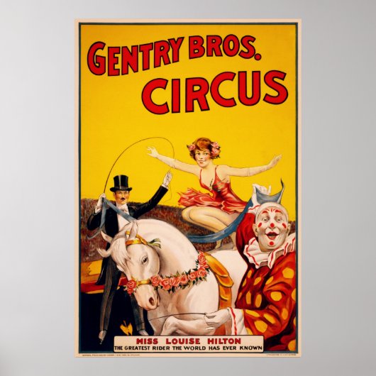 Gentry Bros. Circus Poster ft. Miss Louise Hilton (Voorkant)