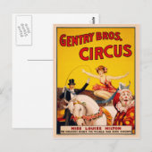 Gentry Bros. Circus Poster ft. Miss Louise Hilton Briefkaart (Voorkant / Achterkant)
