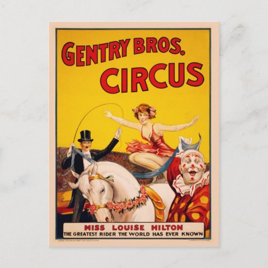 Gentry Bros. Circus Poster ft. Miss Louise Hilton Briefkaart (Voorkant)