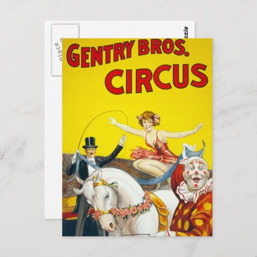  Gentry Brothers Circus Poster Briefkaart (Voorkant / Achterkant)