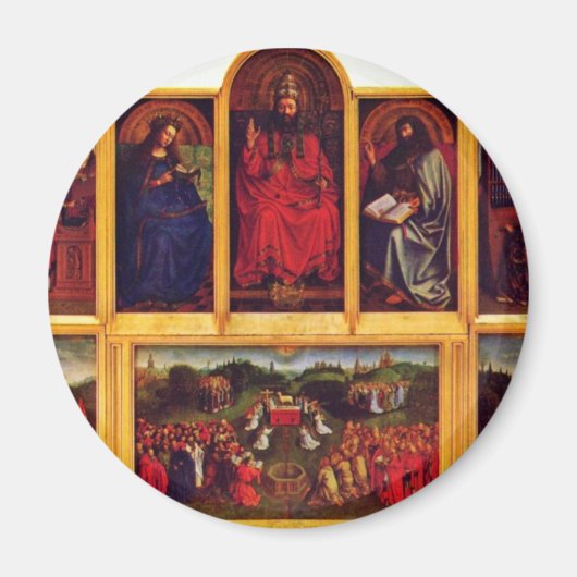 Gents altaar van de mystieke lamsscene Uitzicht va Magneet (Voorkant)