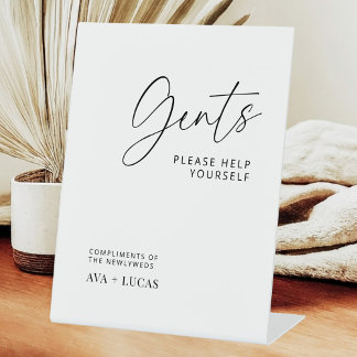 Gents Badkamermand Minimalistische bruiloft recept Reclamebord Met Voetstuk