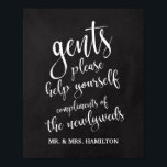 Gents Bathroom Basket 8x10 Chalkboard Poster<br><div class="desc">Een elegant teken van de snijrand bruiloft, kenmerkt de tekst "Genten gelieve te helpen zich aanvult van de newlyweds"in een uitgewalste manuscriptdoopvont, voegt de borsteltextuur een spontaan en playful gevoel toe. De achtergrondkleur kan aan uw behoeften en voorkeuren worden aangepast. Neem contact met mij op als u een speciaal verzoek...</div>