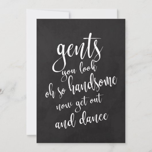 Gents Bathroom Betaalbaar Chalkboard Weddenschap Kaart (Voorkant)