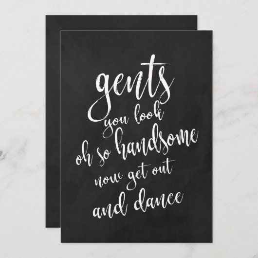 Gents Bathroom Betaalbaar Chalkboard Weddenschap Kaart (Voorkant / Achterkant)