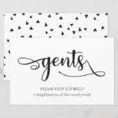 "Gents" Black White badkuip Weddenschap Sign (Voorkant / Achterkant)