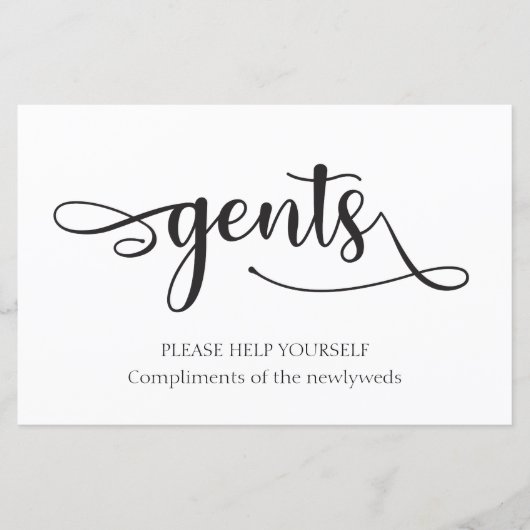 "Gents" Black White badkuip Weddenschap Sign (Voorkant)