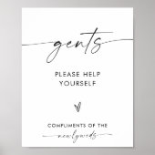 Gents Bruiloft Badkamer Mand Teken, Badkamer Teken Poster (Voorkant)