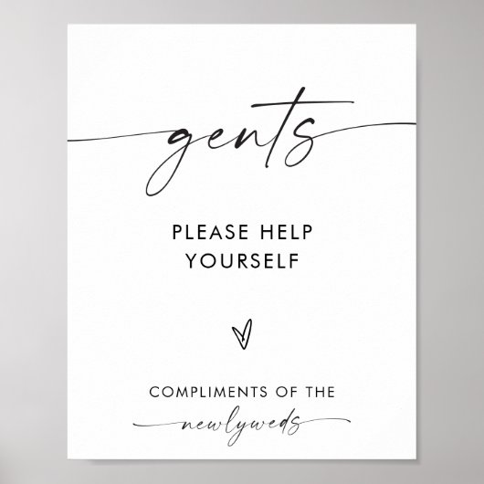 Gents Bruiloft Badkamer Mand Teken, Badkamer Teken Poster (Voorkant)