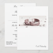 Gents Entwined Rings - Civil Partnership Invite Kaart (Voorkant / Achterkant)