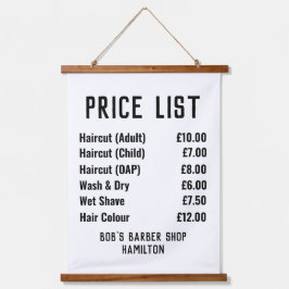 Gents Hairdresser Price List Hanging Tapestry Hangend Wandkleed