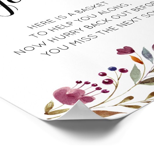 Gents Mannen Bathroom Basket Sign Burgundy Flowers Poster (Hoek)