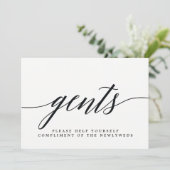 Gents Wedding Bathroom Sign - Modern Script Aankondiging (Staand voorkant)