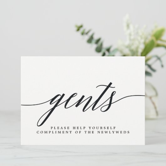Gents Wedding Bathroom Sign - Modern Script Aankondiging (Staand voorkant)