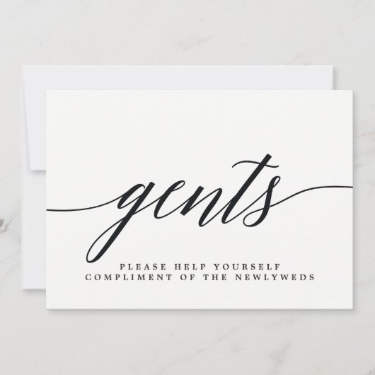 Gents Wedding Bathroom Sign - Modern Script Aankondiging (Voorkant)