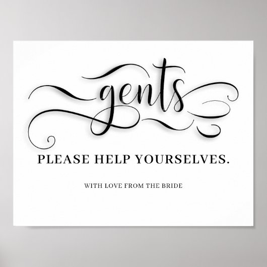 Gents Wedding Bathroom Sign Poster (Voorkant)