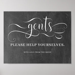 Gents Wedding Bathroom Sign Poster