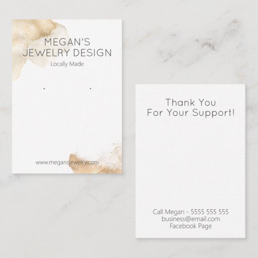 Gentse goudkleurige inkt op wit oorscherm visitekaartje (Voorkant / Achterkant)