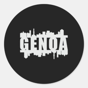 Genua Italië City Skyline Cityscape Grappig gesche Ronde Sticker