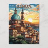Genua, Italië, Een briefkaart van een stad met en  (Voorkant)