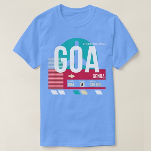 Genua Italië GOA Airport Code Bagage Label T-shirt (Design voorkant)