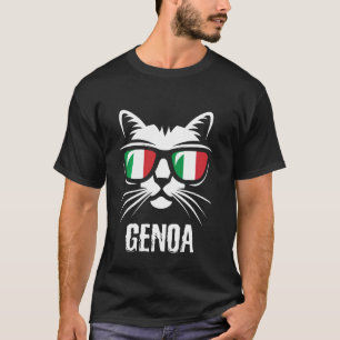 Genua Italië Grappige Kat Italiaanse Vlag T-shirt