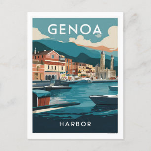 Genua Italië Harbour Travel Painting Briefkaart