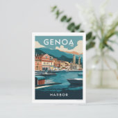 Genua Italië Harbour Travel Painting Briefkaart (Staand voorkant)