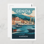 Genua Italië Harbour Travel Painting Briefkaart (Voorkant / Achterkant)