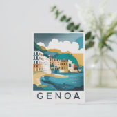 Genua Italië Retro Reizen Briefkaart (Staand voorkant)