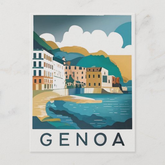 Genua Italië Retro Reizen Briefkaart (Voorkant)