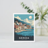 Genua Italië Retro Reizen Schilderij Briefkaart (Staand voorkant)