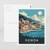 Genua Italië Retro Reizen Schilderij Briefkaart (Voorkant / Achterkant)