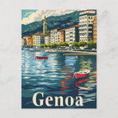 Genua Italië Vintage Retro Reizen Illustratie Briefkaart (Voorkant)