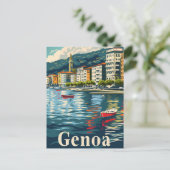 Genua Italië Vintage Retro Reizen Illustratie Briefkaart (Staand voorkant)
