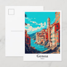 Genua Italië Vintage Travel Illustratie